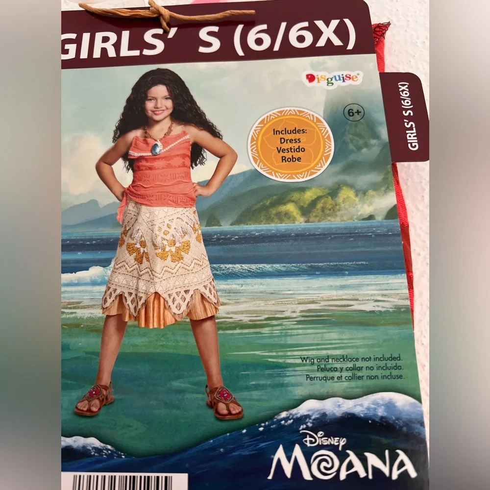 Disney Moana Girls‎ Playtime Dressup Costume Dress Size S (6/6X)